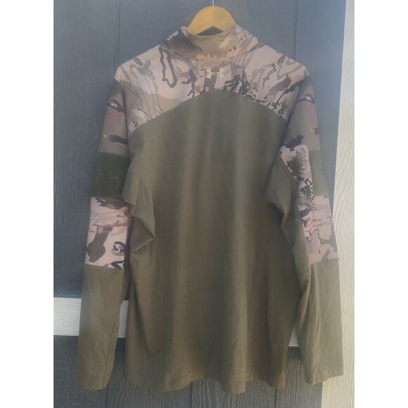 Under Armour Tactical Combat Shirt Men's Large Patch Sleeve 1/4 Zip Green/Camo - Picture 7 of 10